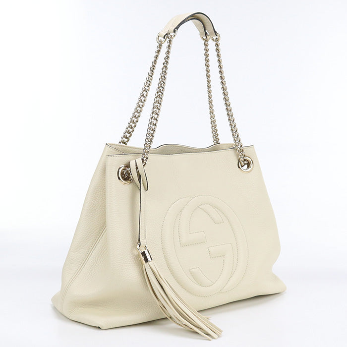 Gucci ChainShoulder Soho Leather White Shoulder Bag