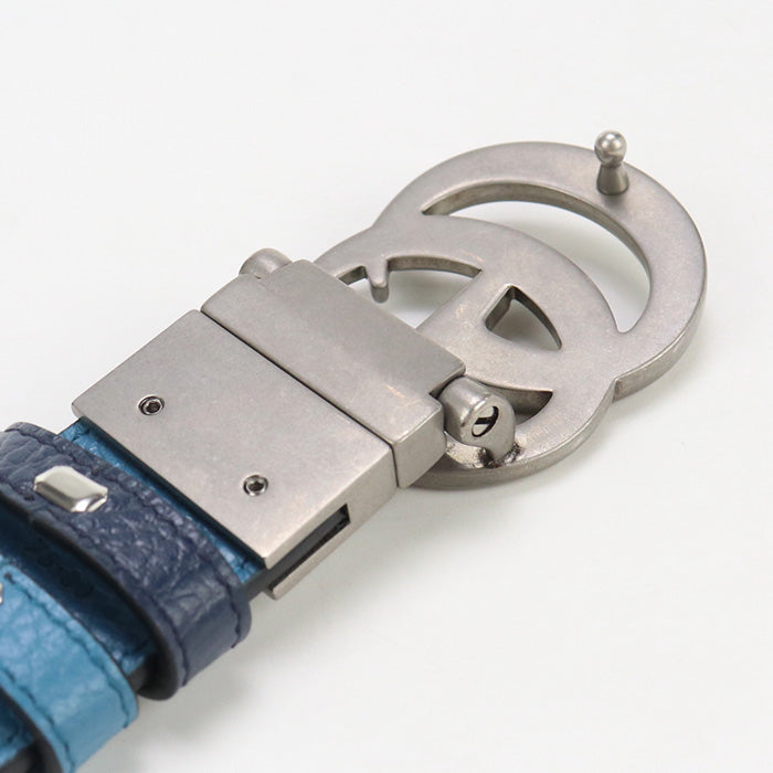 Gucci Slim Double G Leather Navy Belt
