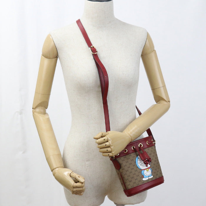 Gucci Doraemon Micro GG Diagonal PVC Leather Brown Shoulder Bag