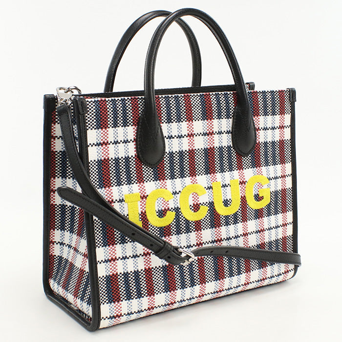 Gucci Check Pattern 2WAYTote Raffia Nylon Multicolor Tote Bag