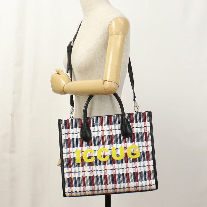 Gucci Check Pattern 2WAYTote Raffia Nylon Multicolor Tote Bag