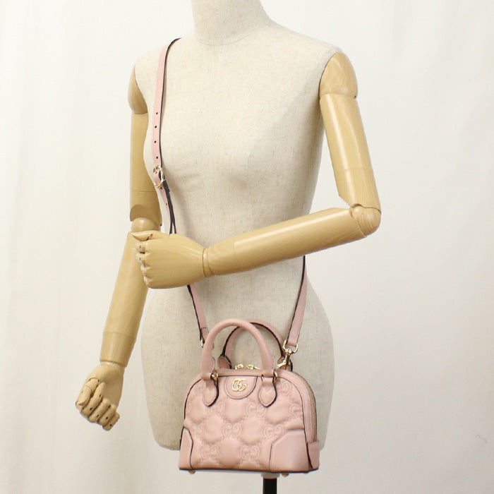 Gucci UM8HG GG 2WAY Matelasse Leather Pink Handbag