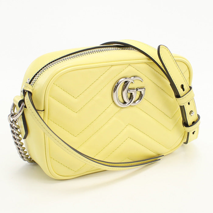 Gucci GG Marmont camera Yellow Quilted Leather Mini Crossbody Bag