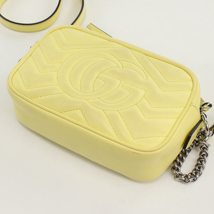 Gucci GG Marmont camera Yellow Quilted Leather Mini Crossbody Bag