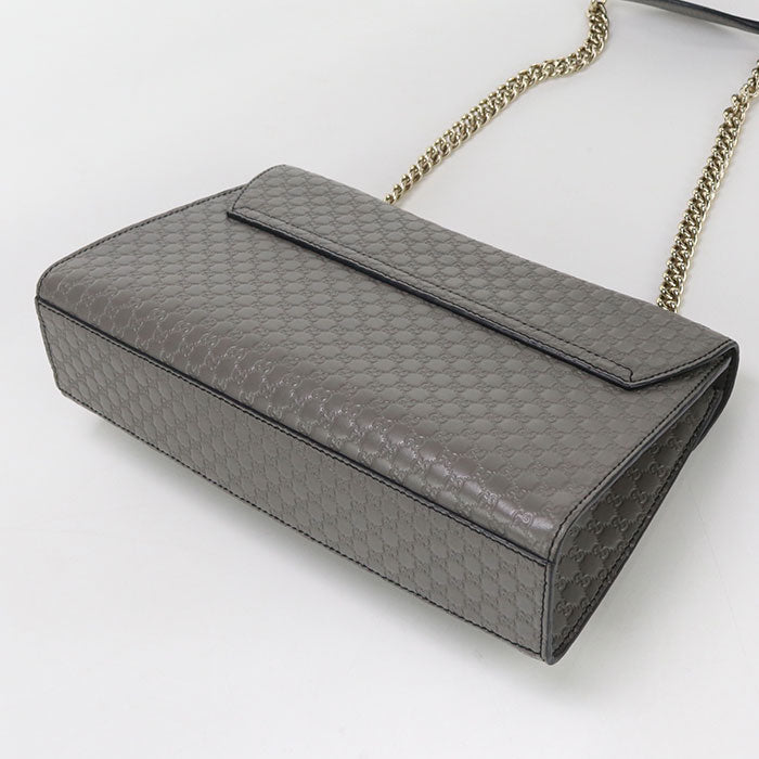 Gucci Micro Guccisima Leather Gray Chain Shoulder Bag