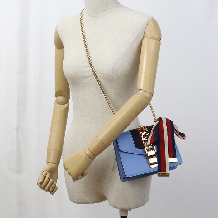 Gucci Silvi ChainShoulder Leather Blue Shoulder Bag