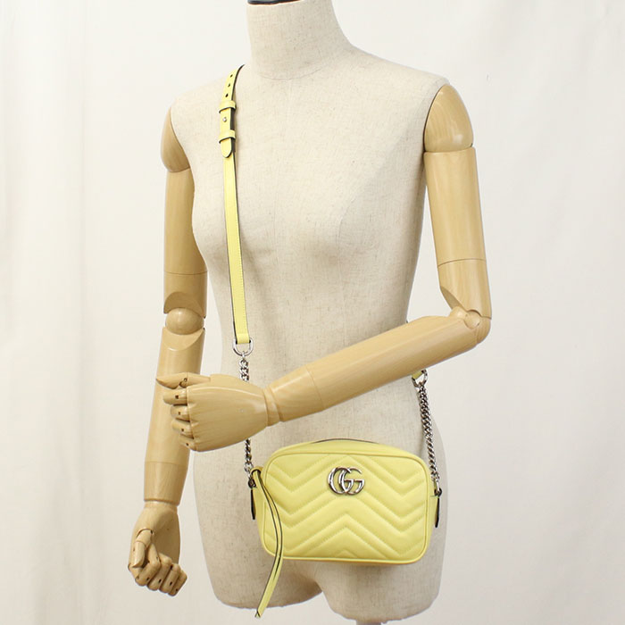 Gucci GG Marmont Diagonal yellow Leather Shoulder Bag