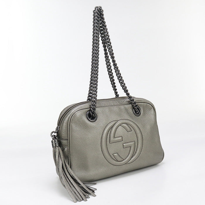 Gucci Soho Leather Silver Chain Shoulder Bag
