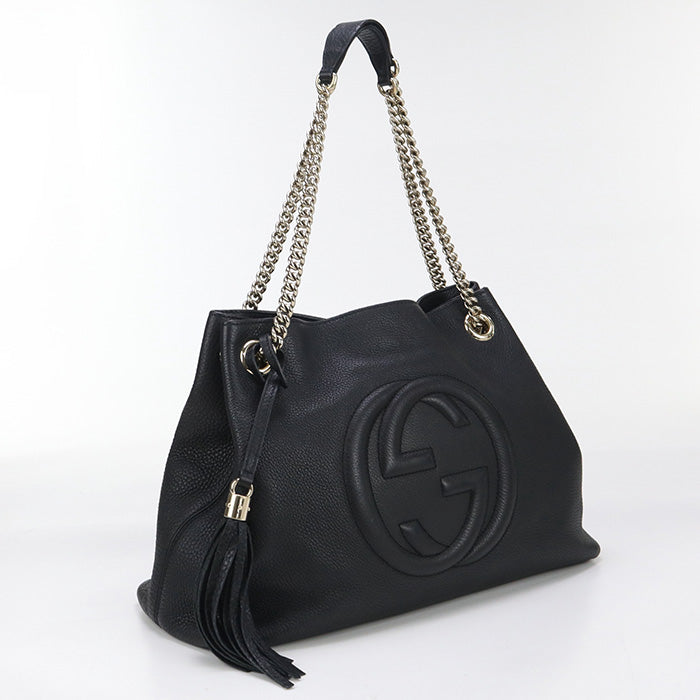 Gucci Soho Leather Black Chain Tote Bag