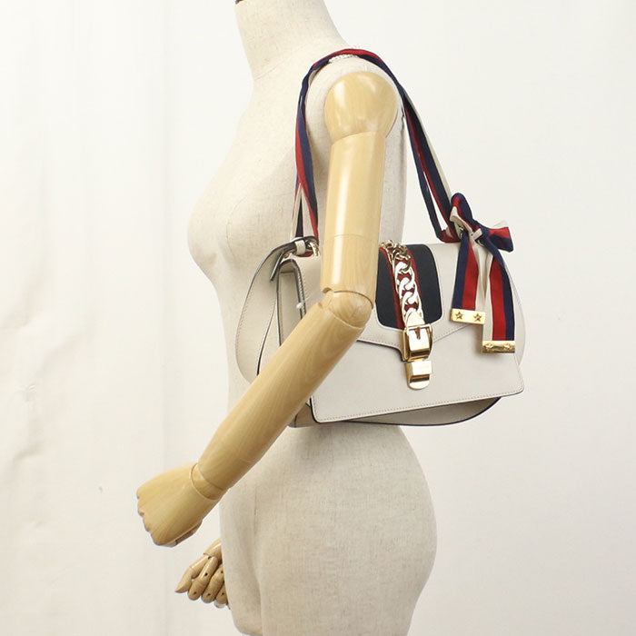 Gucci Silvi Leather Gray Shoulder Bag