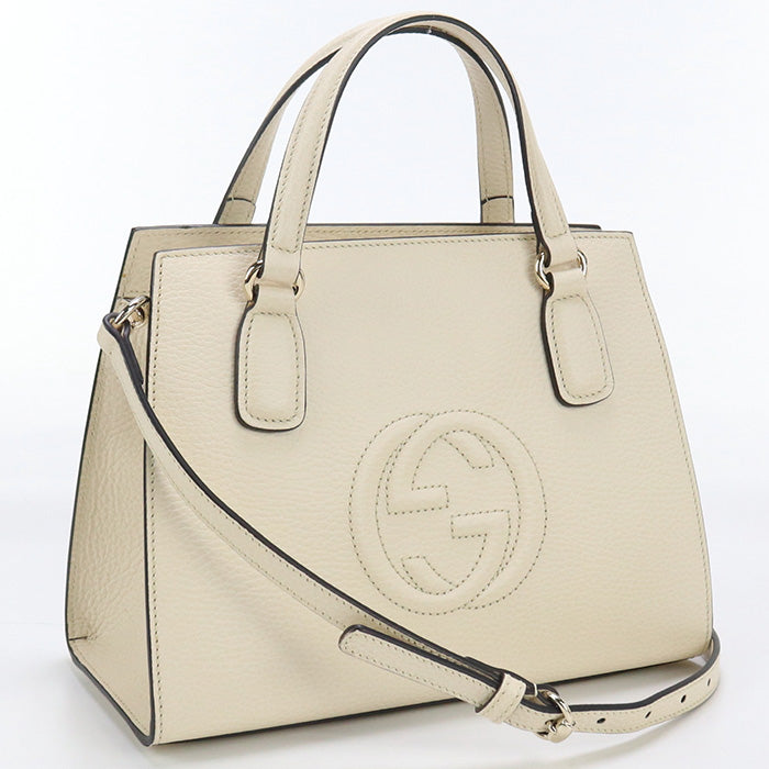 Gucci CAO0G 2WAY Soho Leather White Tote Bag