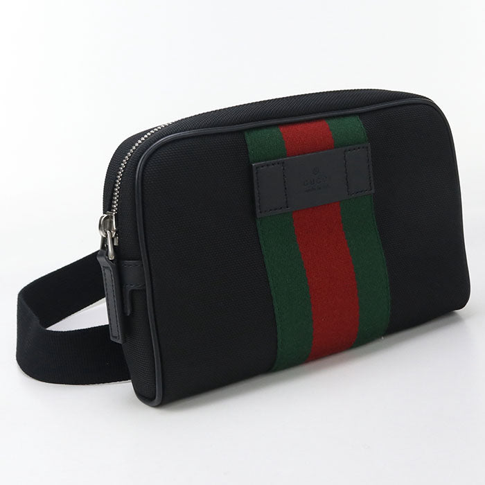 Gucci Sherry line body Canvas Black Belt