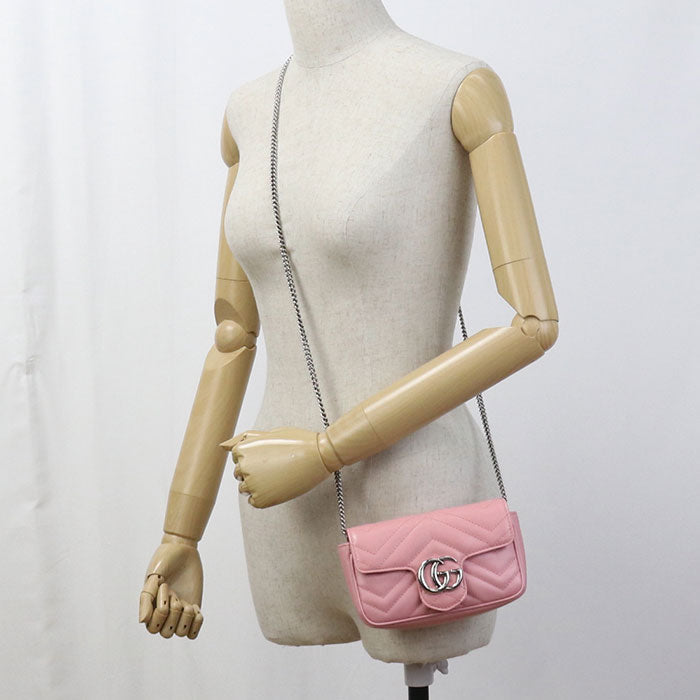 Gucci GG Marmont Diagonal Leather Pink Mini Shoulder Bag