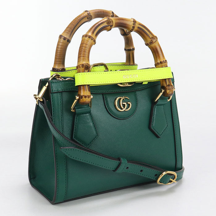 Gucci 2WAY Diana Leather Green Small Tote Bag