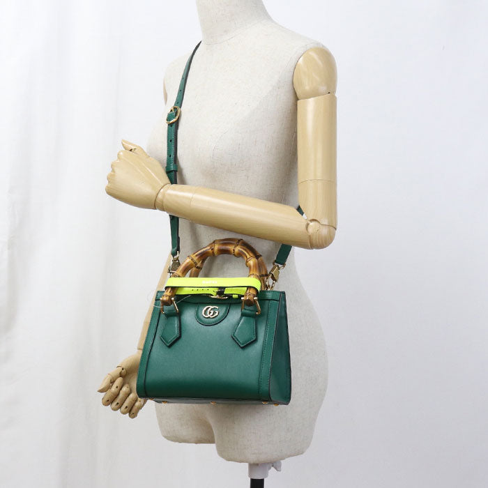 Gucci 2WAY Diana Leather Green Small Tote Bag
