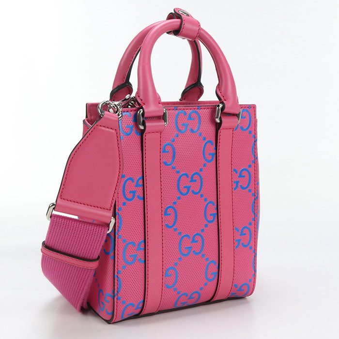 Gucci 2WAY GG emboss Leather Pink Mini Tote Bag