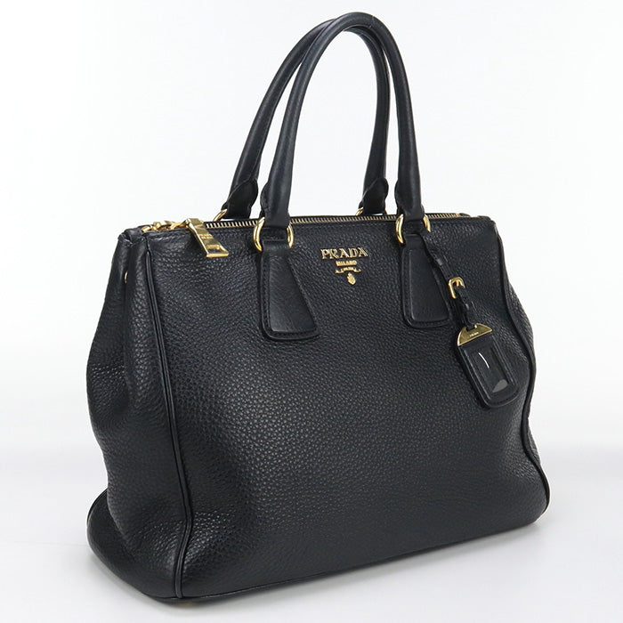 Tote Bag W Zip Handbag Women Leather Black