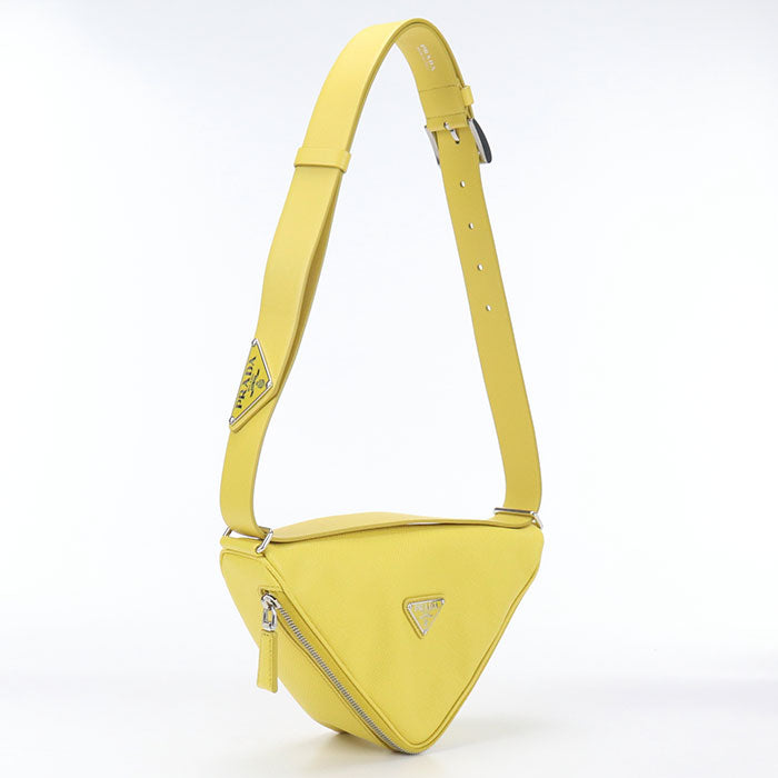 Fad Shoulder Bag Triangle Crossbody Bag Yellow Leather