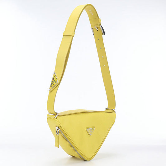 Fad Shoulder Bag Triangle Crossbody Bag Yellow Leather