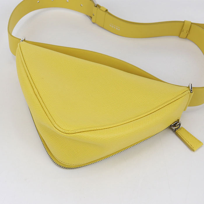 Fad Shoulder Bag Triangle Crossbody Bag Yellow Leather