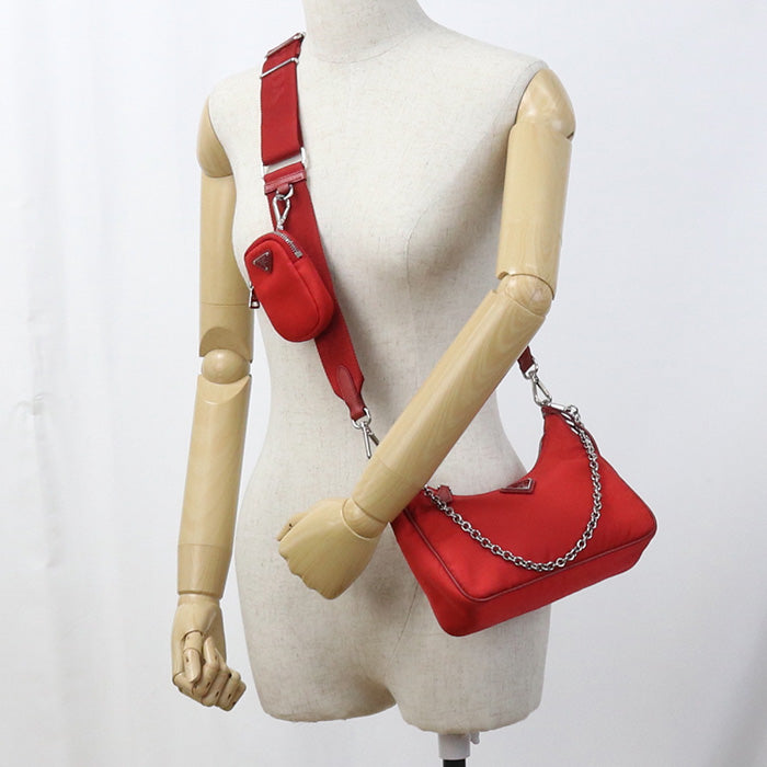 Way Shoulder Bag Recycled Polyamide Women Red