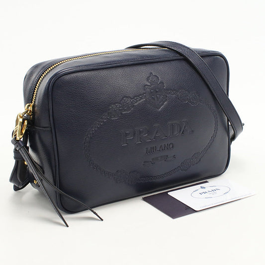 Ebj Calfskin Shoulder Bag Navy Women Small