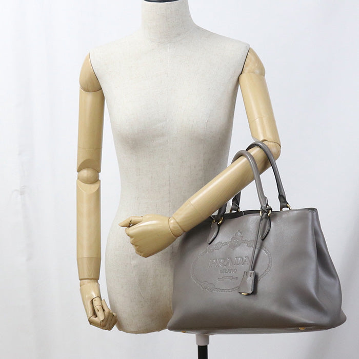Ebj Way Tote Bag Grain Calf Gray