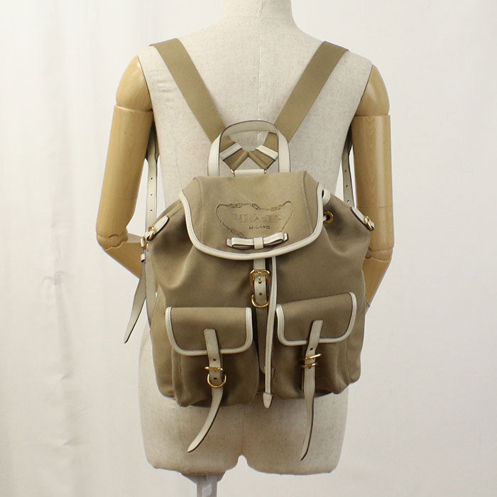 Backpack Jacquard Backpack Women Handbag Canvas Beige