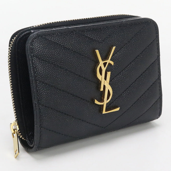 Saint Zip Around Bi Fold Wallet With Monogram Black Travel Bag