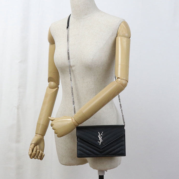 Saint Envelope Cassandra Wallet Calfskin Women Travel Black Chain Travel Bag
