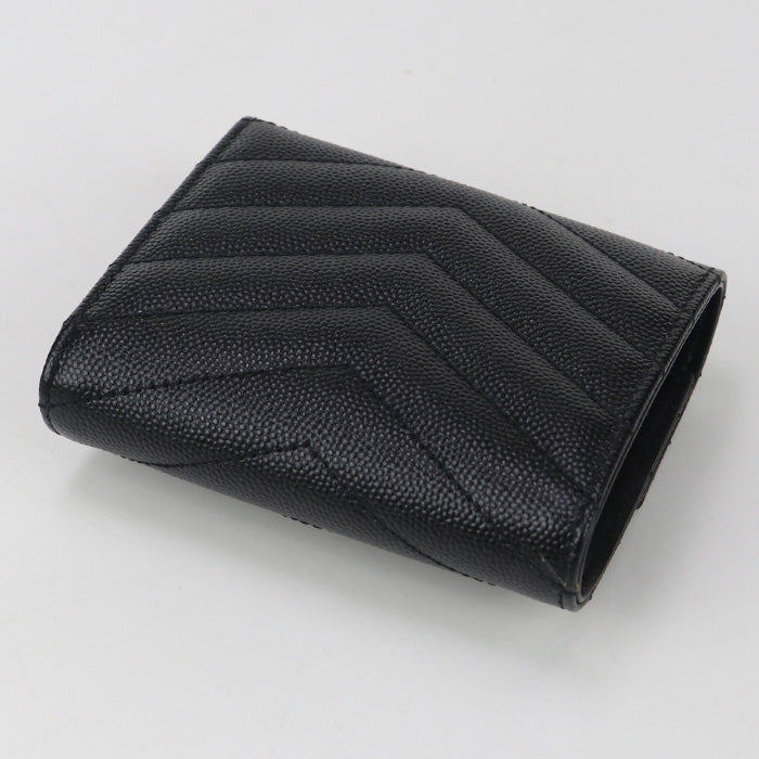 Saint Multifold Three Fold Wallet Calfskin Women Monogram Black Travel Bag