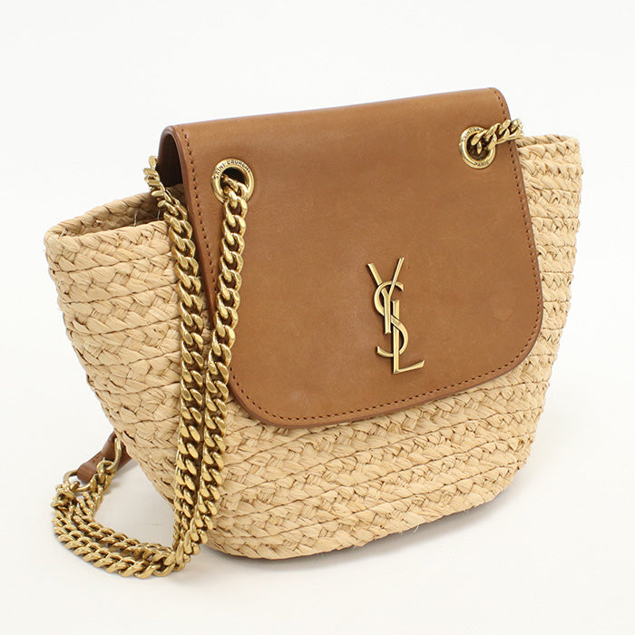 Saint Manon Mini Bag Basket Bag Women Leather Raffia Shoulder Bag