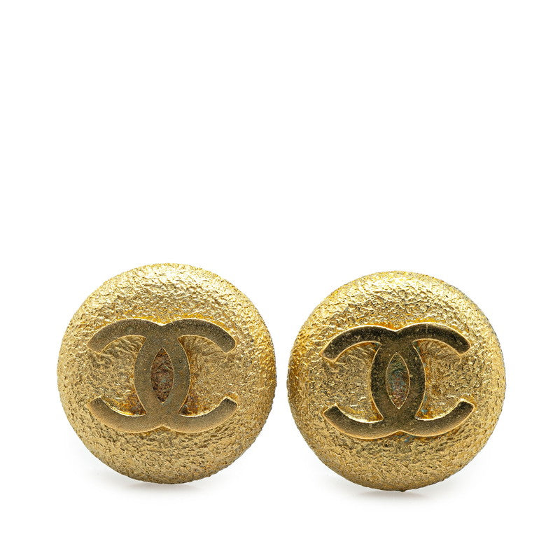 Gold Plated Coco Mark Round Earrings Jewelry Classic