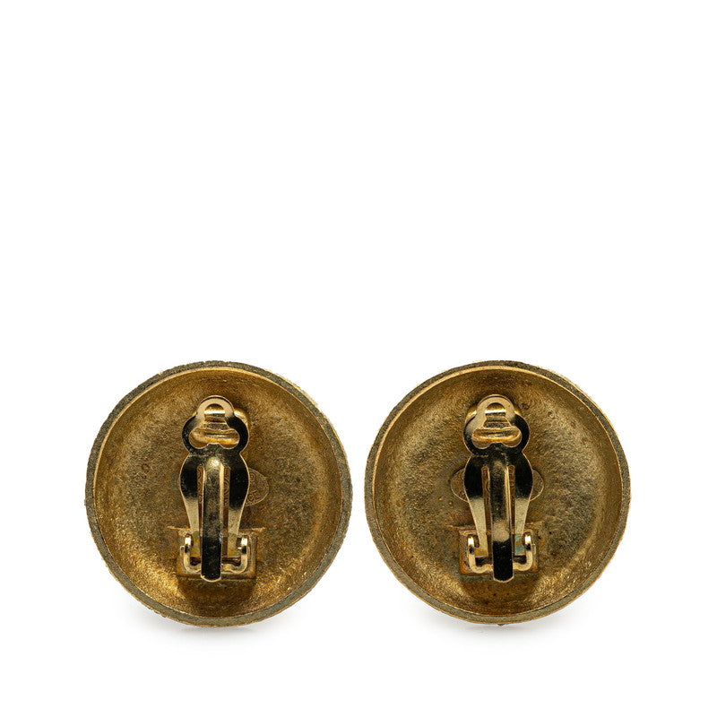 Gold Plated Coco Mark Round Earrings Jewelry Classic