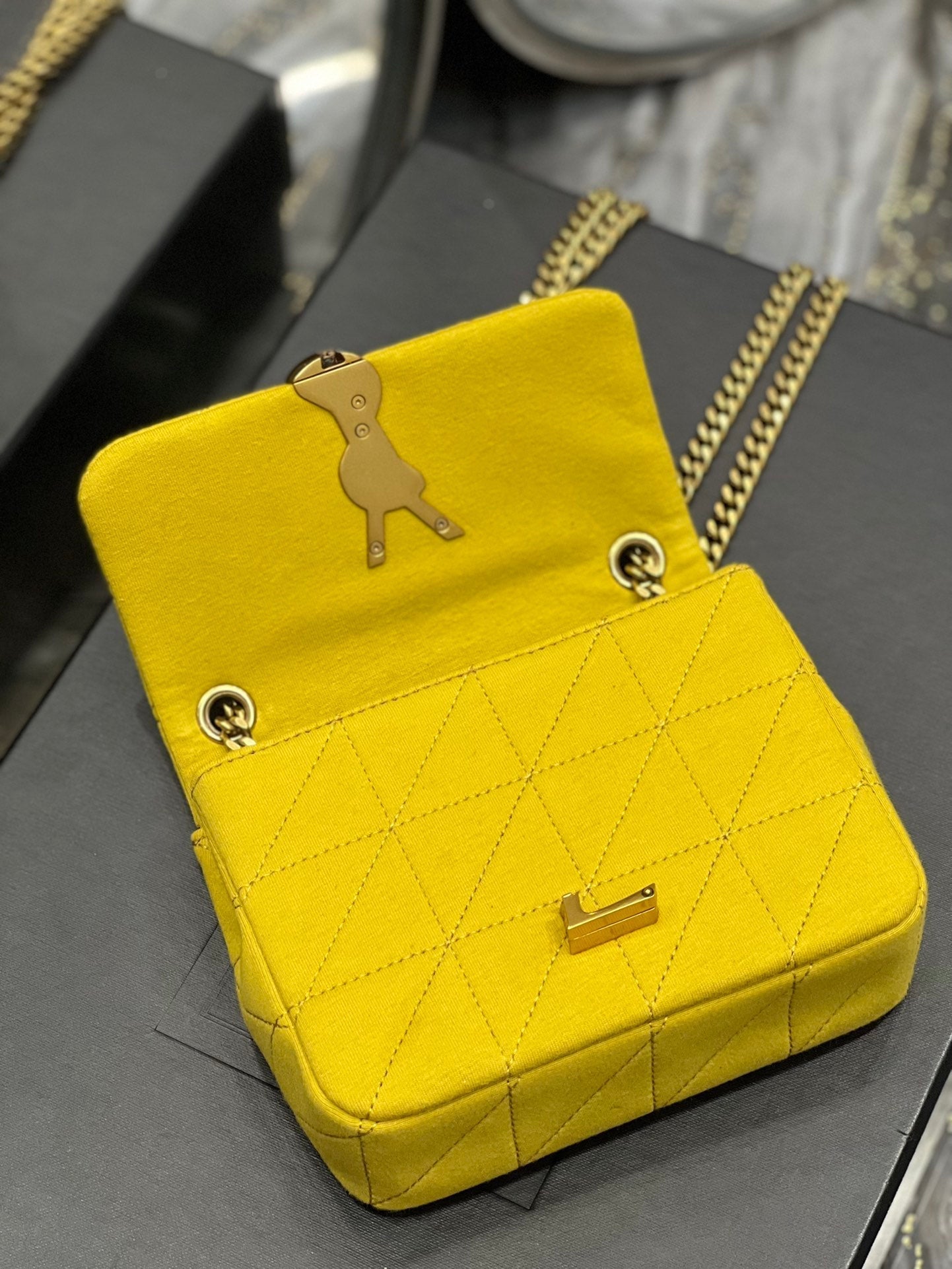 YSL Saint Laurent Rive Gauche Jamie Crossbody Bag Quilted Chain 69In175Cm Ysl 1045