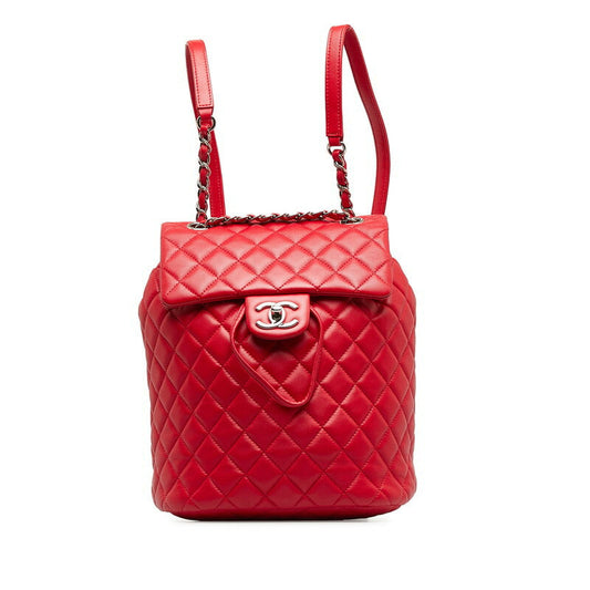 Coco Mark Matelasse Lambskin Backpack Red