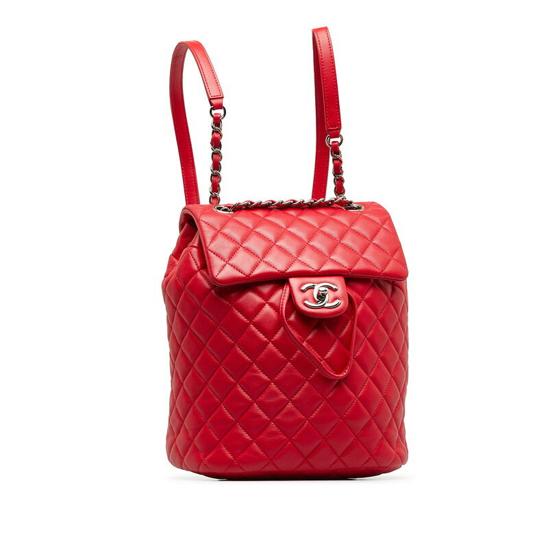 Coco Mark Matelasse Lambskin Backpack Red