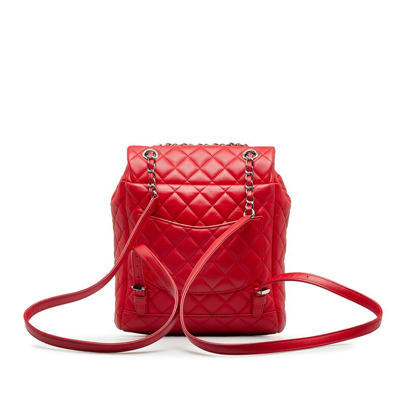 Coco Mark Matelasse Lambskin Backpack Red