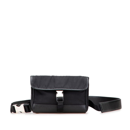 Prada Waist Bag Leather Nylon Logo Travel Bag
