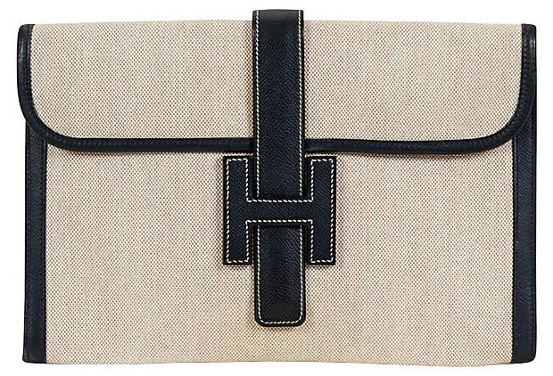 Hermes Jige Toile Clutch Large Clutch Bag