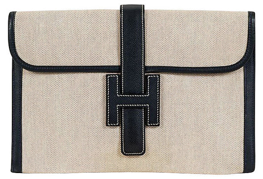 Hermes Jige Toile Clutch Large Clutch Bag
