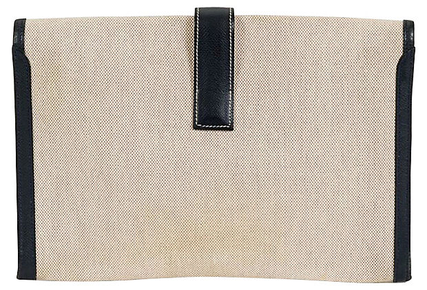 Hermes Jige Toile Clutch Large Clutch Bag