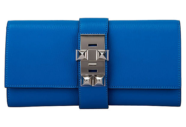 Hermes Zanzibar Chevre Medor Clutch Blue Clutch Bag