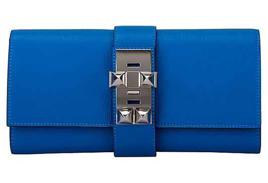 Hermes Zanzibar Chevre Medor Clutch Blue Clutch Bag