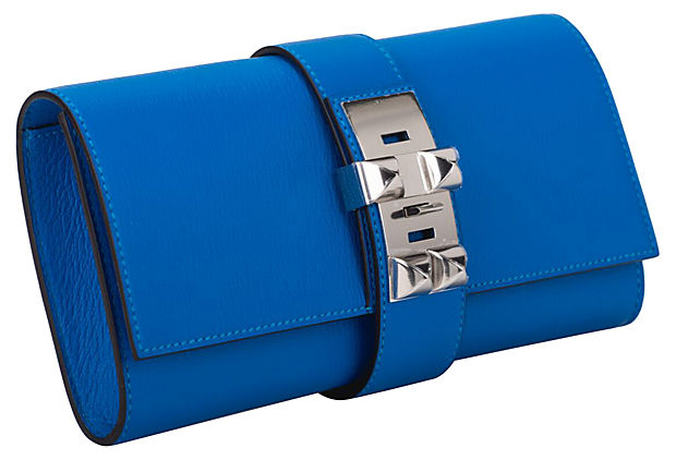 Hermes Zanzibar Chevre Medor Clutch Blue Clutch Bag