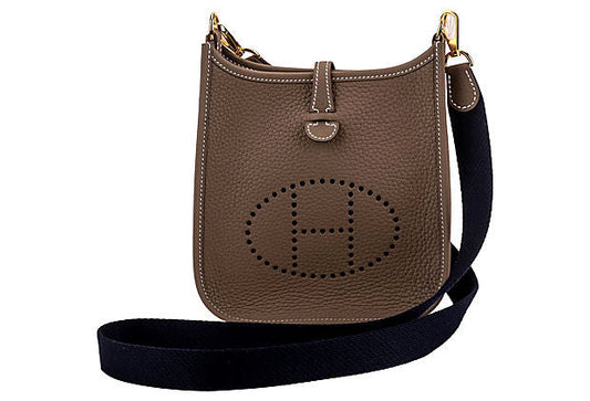 Hermes Evelyne Étoupe Handbag Blue Gold Mini Travel Bag