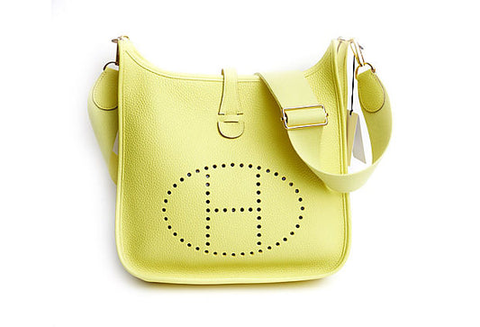 Hermes Bnib Lime Yellow Evelyne Pm Handbag Travel Bag