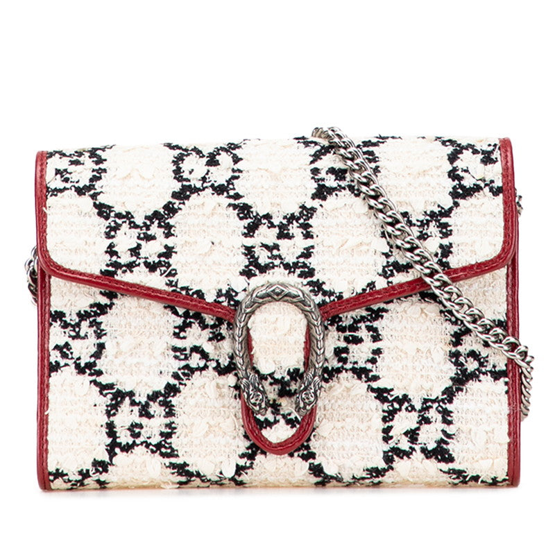 Gucci Dionysus Tweed Shoulder Bag Leather Chain
