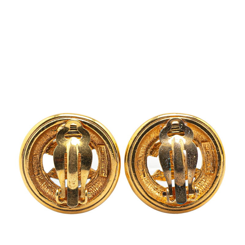 Gold Plated Coco Mark Round Earrings Jewelry Ladies