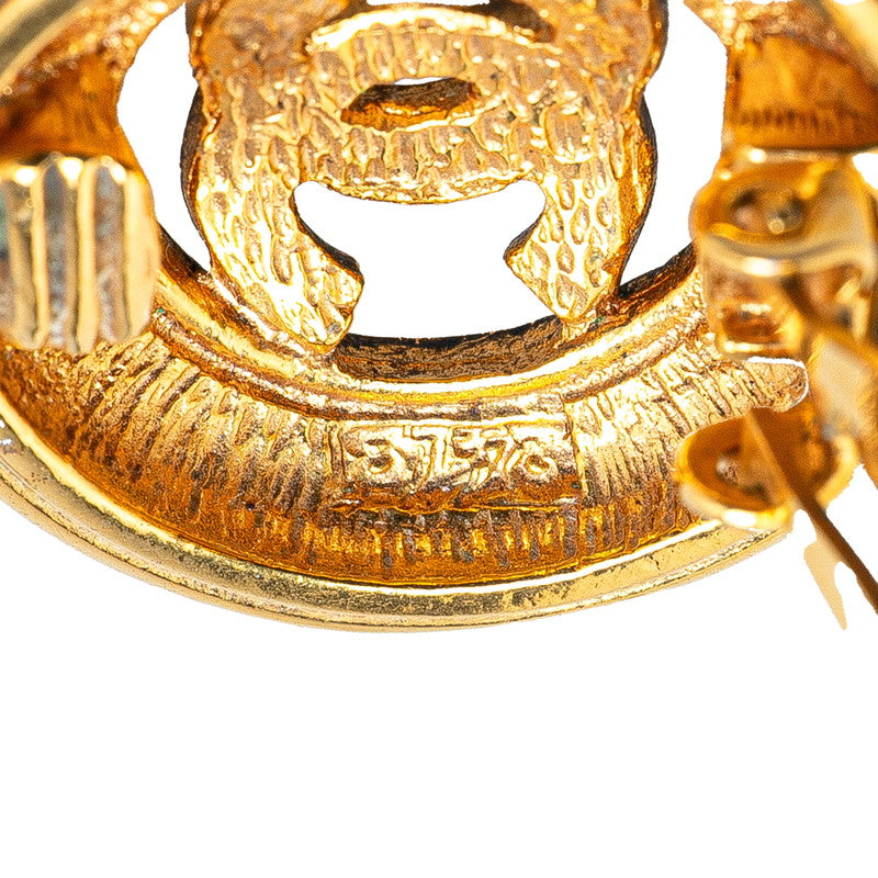 Gold Plated Coco Mark Round Earrings Jewelry Ladies